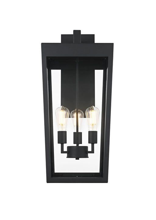 William 3-Light 12" Outdoor Wall Lantern in Black