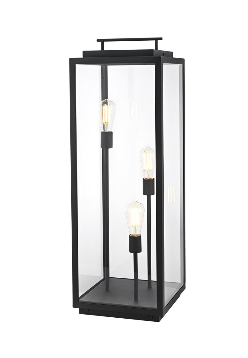 Valentin Large 3-Light Outdoor Post Light in Black