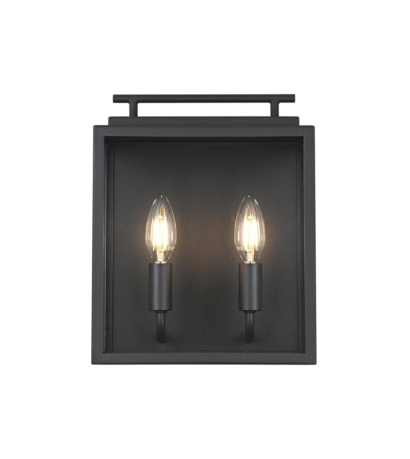 Valentin 2-Light Outdoor Wall Lantern in Black
