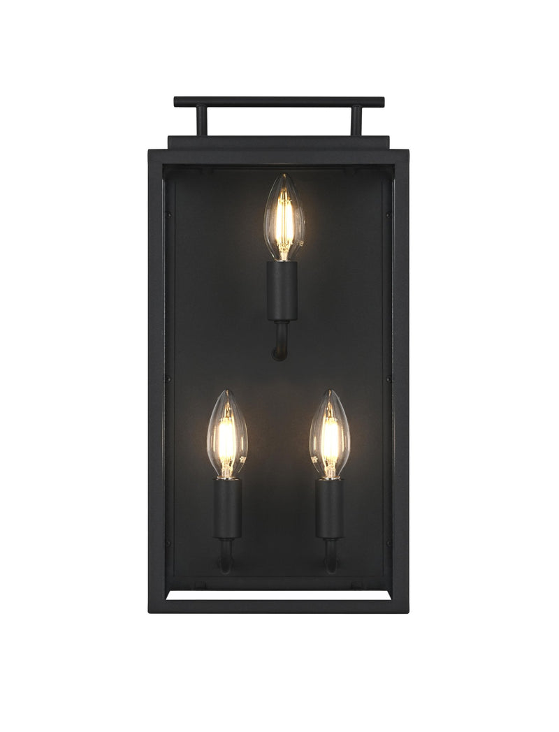 Valentin 3-Light Outdoor Wall Lantern in Black