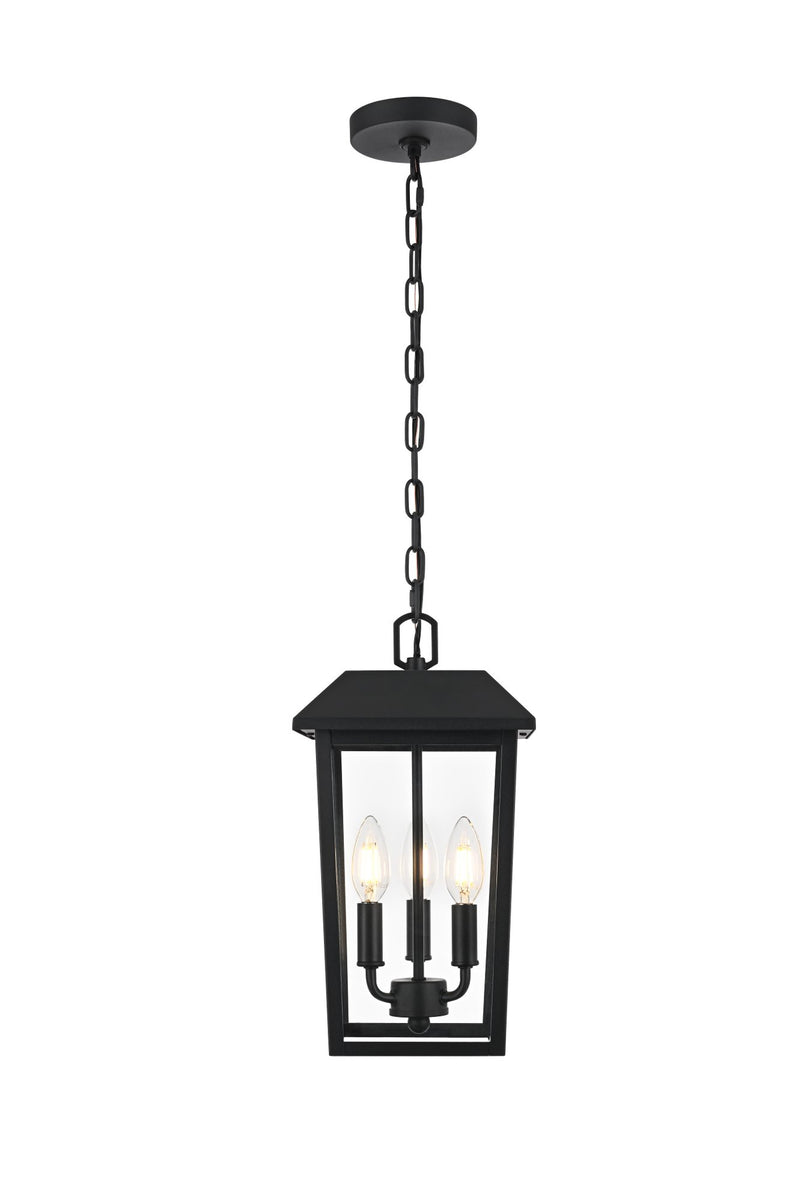 Riggs 3-Light Outdoor Lantern Pendant in Black