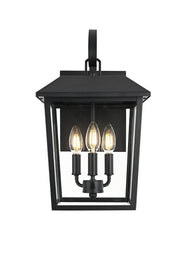 Riggs 3-Light 10" Outdoor Wall Lantern in Black