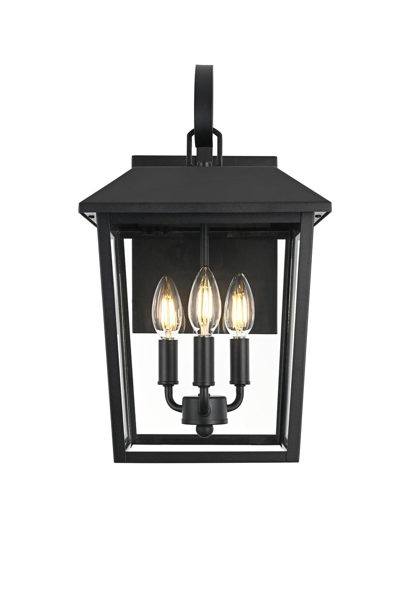 Riggs 3-Light 10" Outdoor Wall Lantern in Black