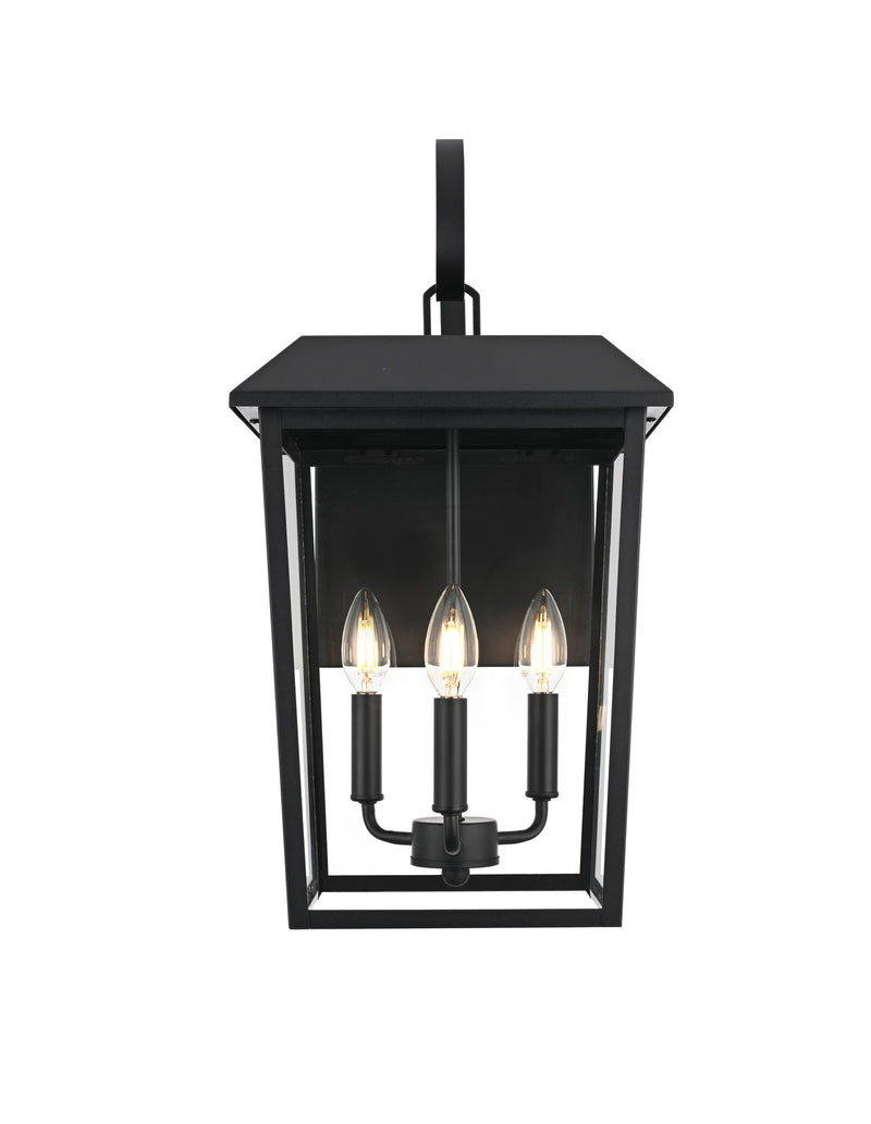 Riggs 3-Light 11" Outdoor Wall Lantern in Black