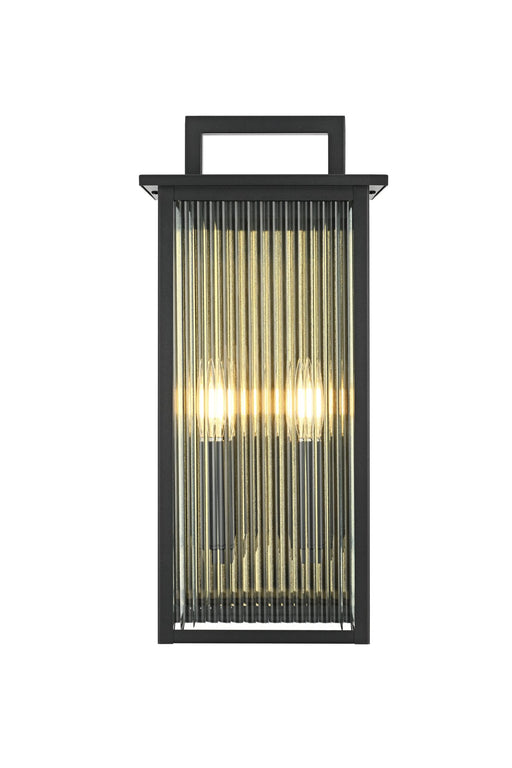 Kannon 8.5" 2-Light Outdoor Wall Lantern in Black