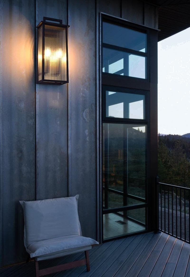 Kannon 8.5" 2-Light Outdoor Wall Lantern in Black