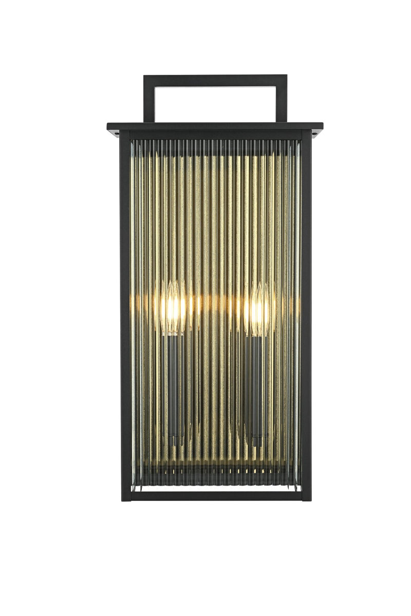 Kannon 11.5" 2-Light Outdoor Wall Lantern in Black