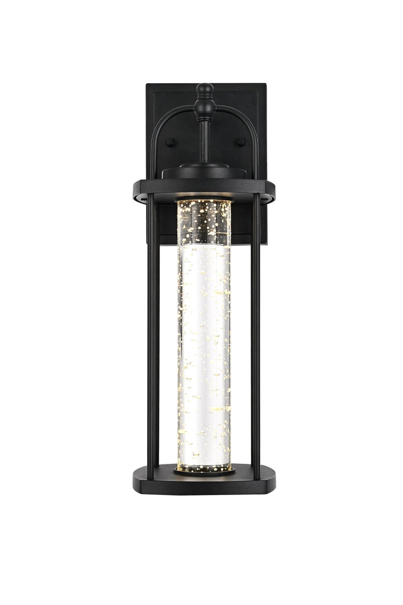 Zev LED Outdoor Wall Lantern in Black And Clear