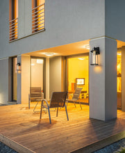 Zev LED Outdoor Wall Lantern in Black And Clear