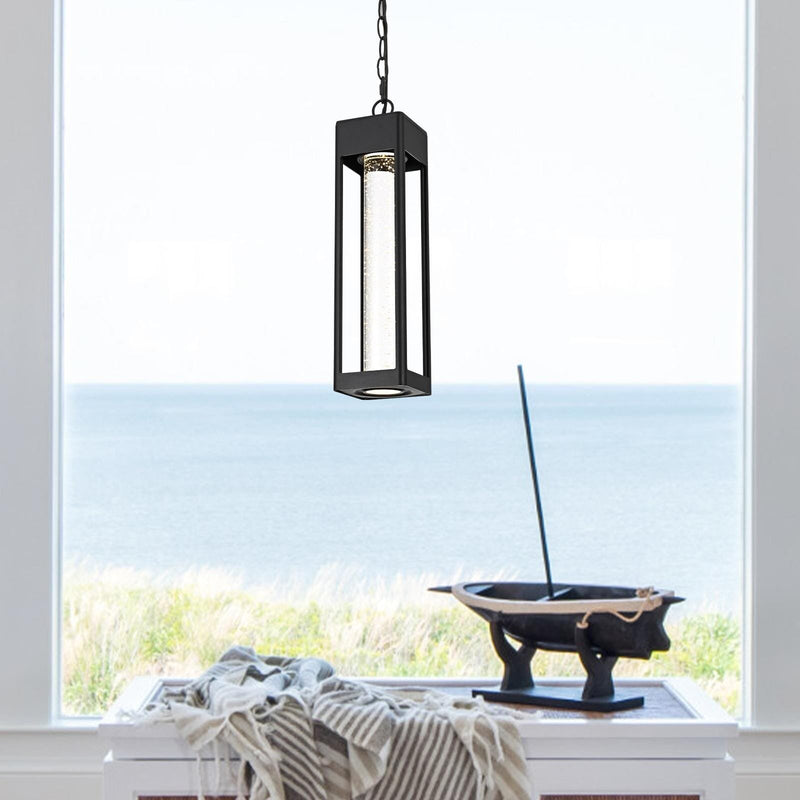 Amaris 15" Outdoor Pendant in Black And Clear