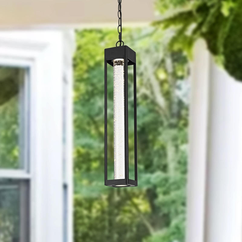 Amaris 23" Outdoor Pendant in Black And Clear