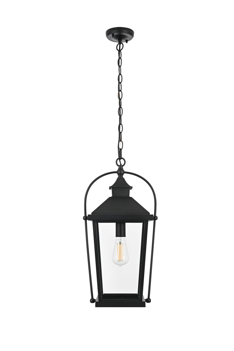 Luz Outdoor Lantern Pendant in Black And Clear