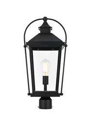 Luz 9" Outdoor Post Light in Black And Clear