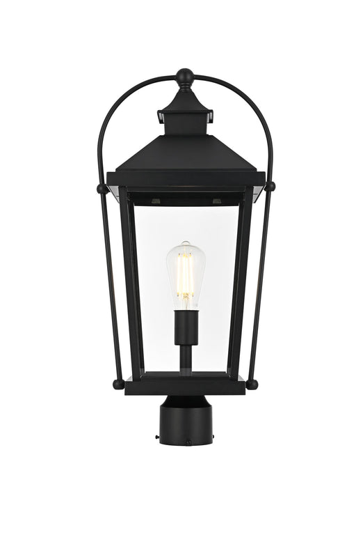 Luz 9" Outdoor Post Light in Black And Clear