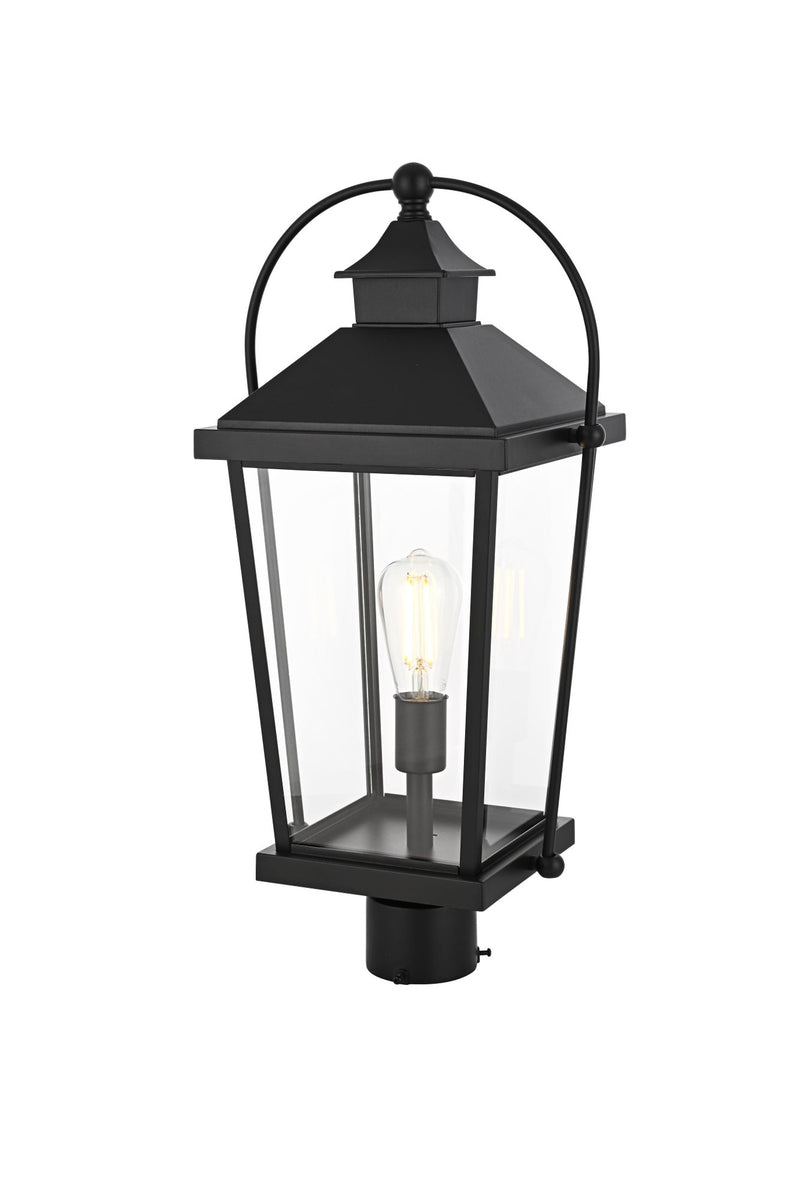 Luz 9" Outdoor Post Light in Black And Clear