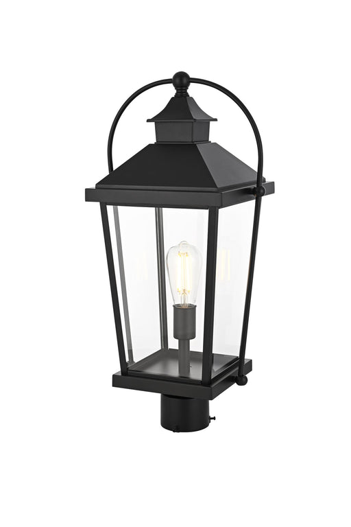 Luz 9" Outdoor Post Light in Black And Clear