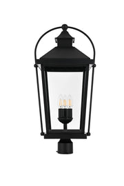 Luz 11" 3-Light Outdoor Post Light in Black And Clear
