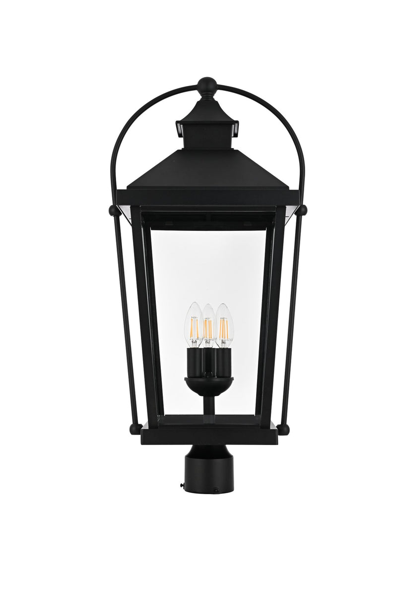 Luz 11" 3-Light Outdoor Post Light in Black And Clear