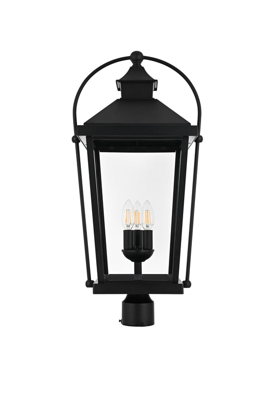 Luz 11" 3-Light Outdoor Post Light in Black And Clear