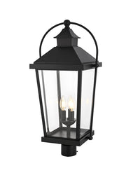 Luz 11" 3-Light Outdoor Post Light in Black And Clear