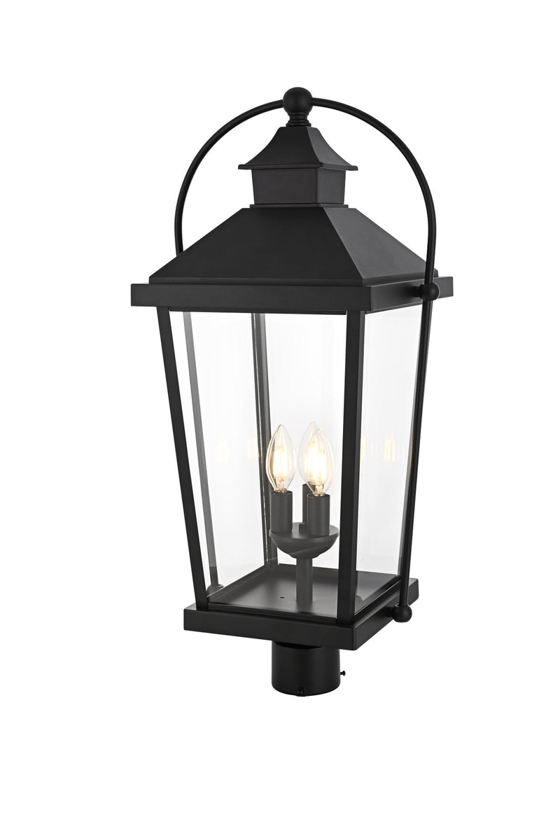 Luz 11" 3-Light Outdoor Post Light in Black And Clear