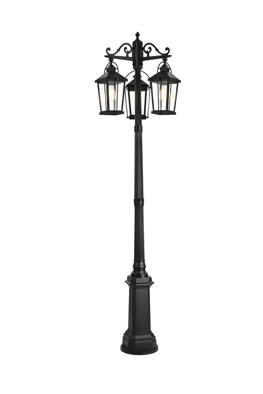 Luz 23" 3-Light Outdoor Post Light in Black And Clear