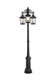 Luz 23" 3-Light Outdoor Post Light in Black And Clear