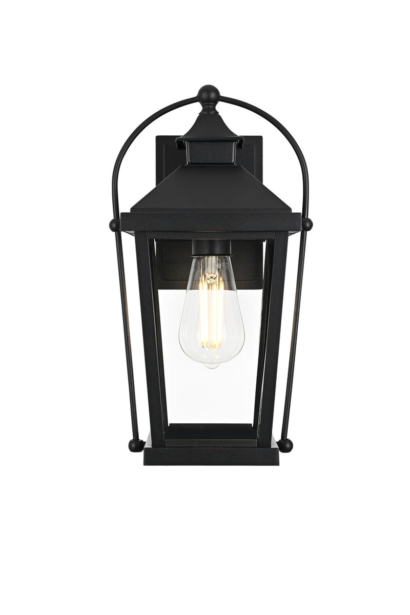Luz 8" Outdoor Wall Lantern in Black And Clear