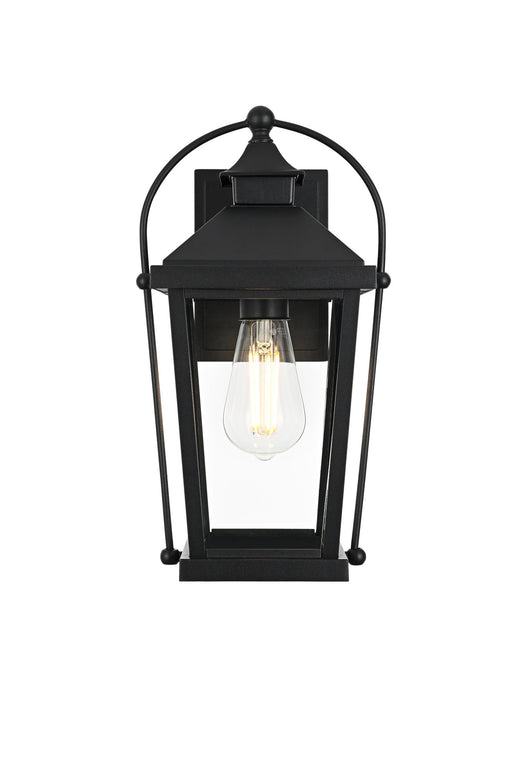 Luz 8" Outdoor Wall Lantern in Black And Clear