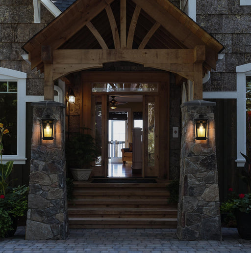 Luz 8" Outdoor Wall Lantern in Black And Clear