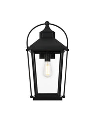 Luz 11" Outdoor Wall Lantern in Black And Clear
