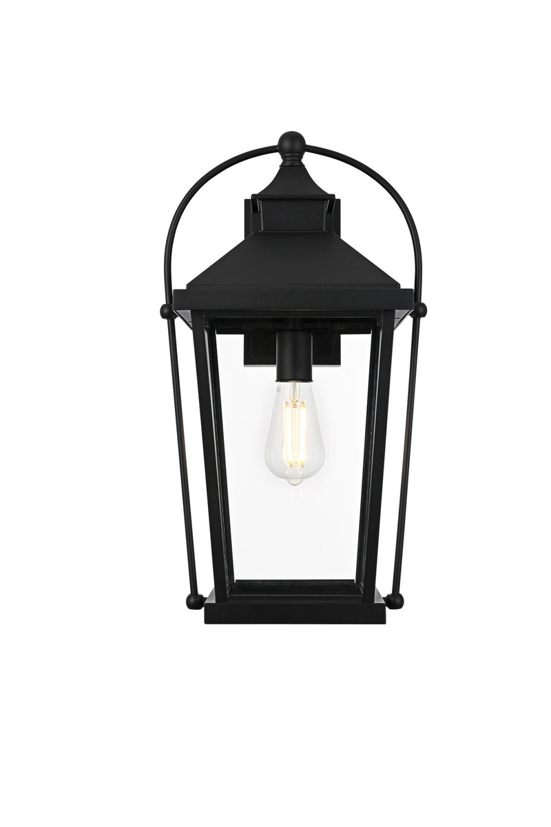 Luz 11" Outdoor Wall Lantern in Black And Clear