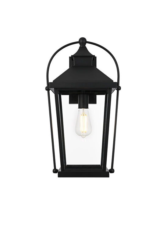 Luz 11" Outdoor Wall Lantern in Black And Clear