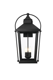 Luz 13" 3-Light Outdoor Wall Lantern in Black And Clear