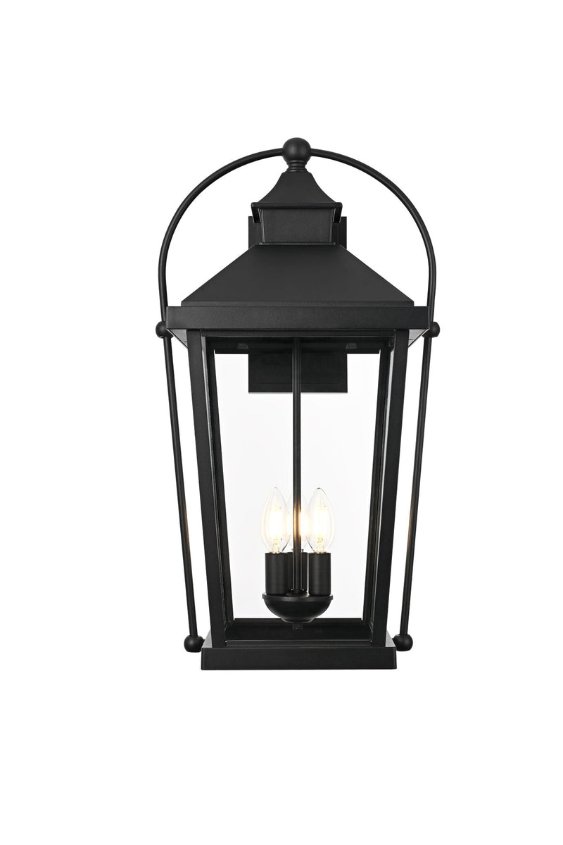Luz 13" 3-Light Outdoor Wall Lantern in Black And Clear
