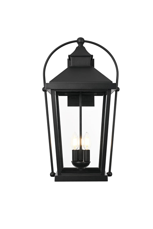 Luz 13" 3-Light Outdoor Wall Lantern in Black And Clear