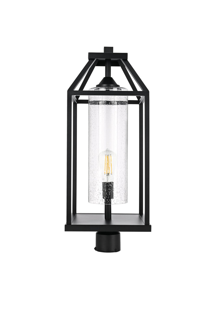 Zora 10" Outdoor Post Light in Black And Clear
