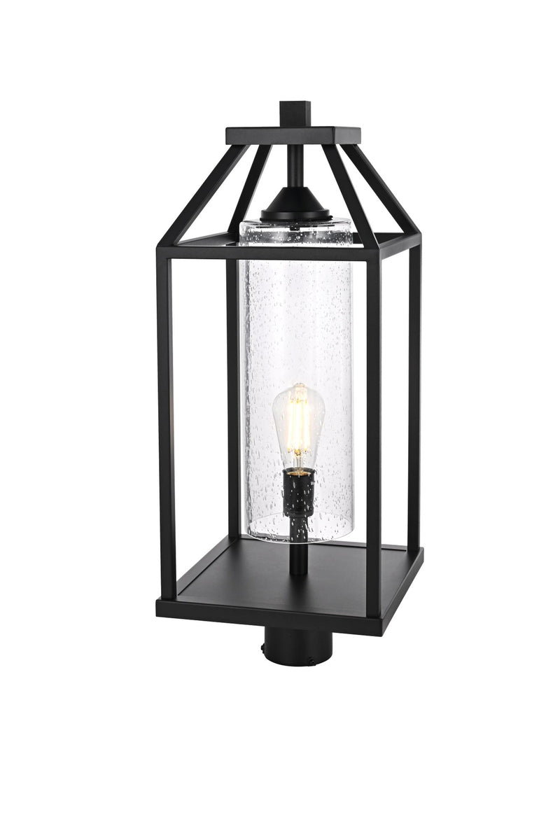 Zora 10" Outdoor Post Light in Black And Clear