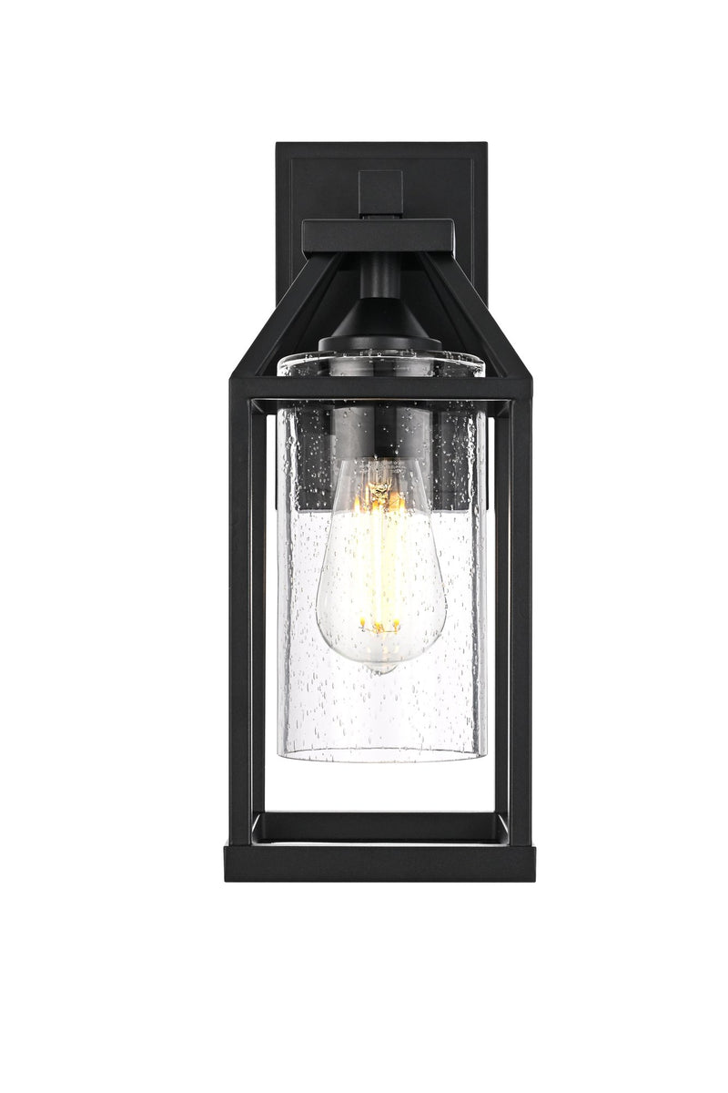 Zora 5.5" Outdoor Wall Lantern in Black And Clear