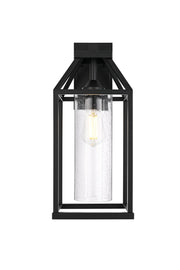 Zora 8" Outdoor Wall Lantern in Black And Clear