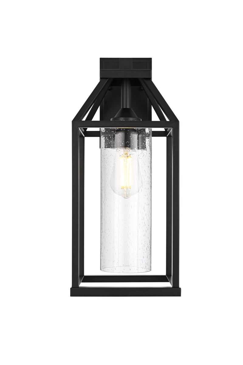 Zora 8" Outdoor Wall Lantern in Black And Clear