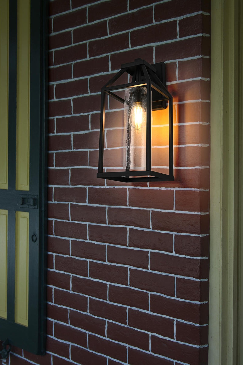 Zora 8" Outdoor Wall Lantern in Black And Clear