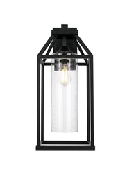 Zora 10" Outdoor Wall Lantern in Black And Clear