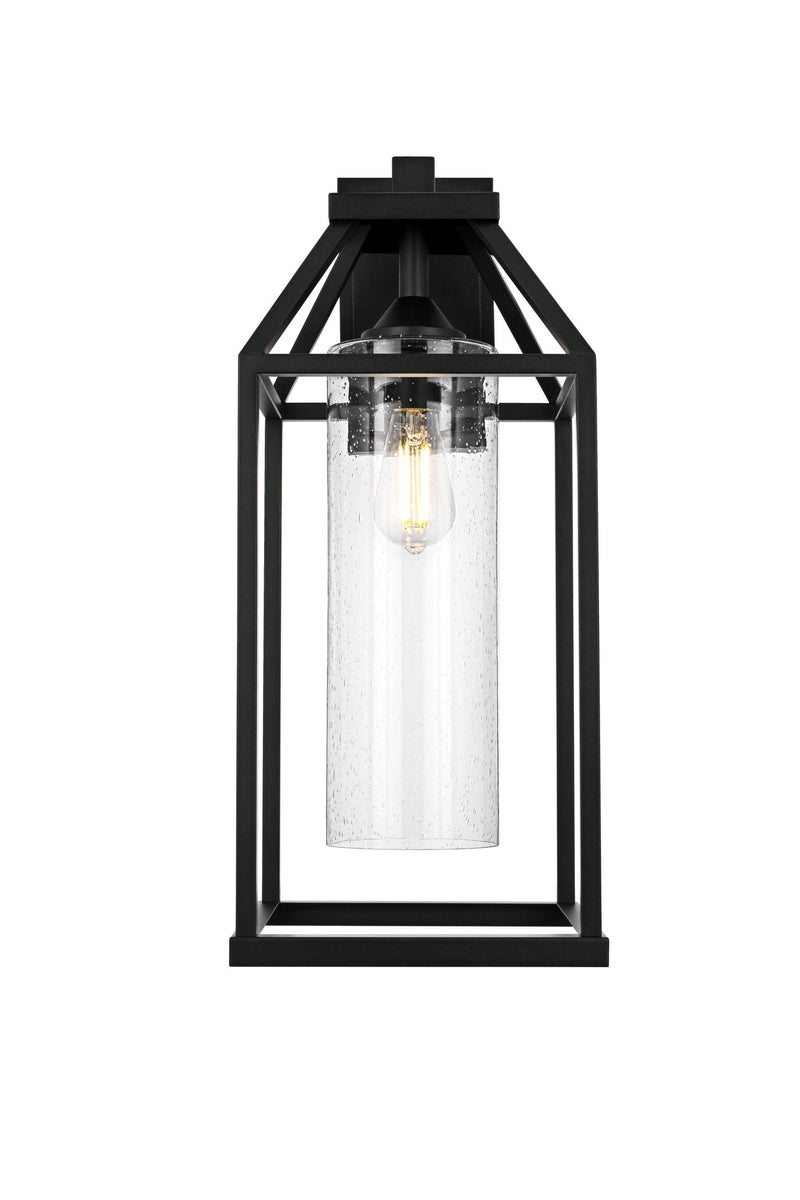 Zora 10" Outdoor Wall Lantern in Black And Clear