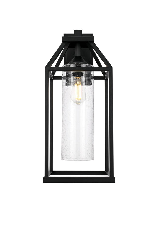 Zora 10" Outdoor Wall Lantern in Black And Clear
