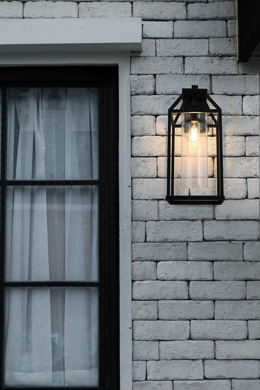 Zora 10" Outdoor Wall Lantern in Black And Clear