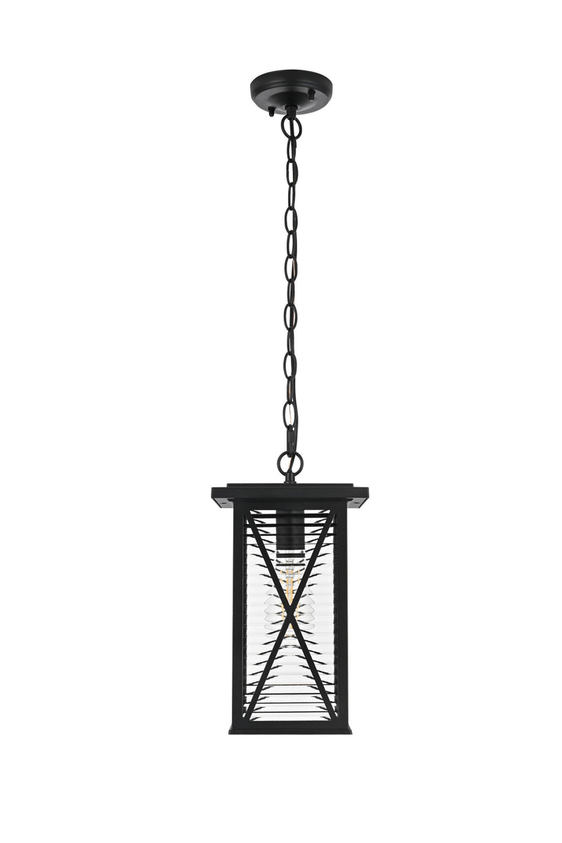 Jada Outdoor Lantern Pendant in Black And Clear