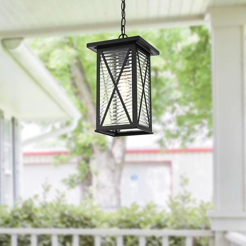 Jada Outdoor Lantern Pendant in Black And Clear