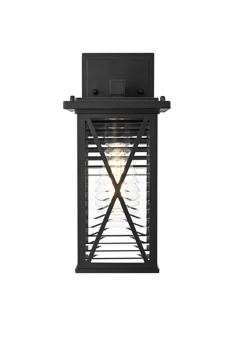 Jada 6" Outdoor Wall Lantern in Black And Clear
