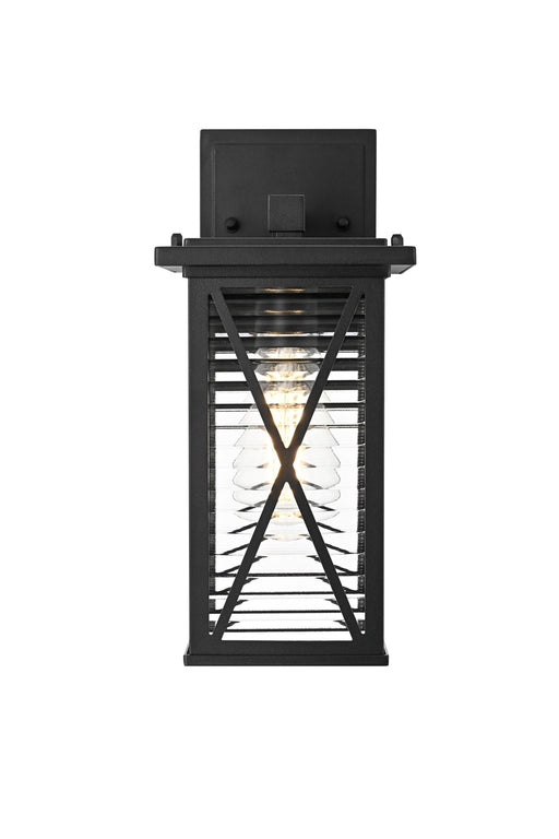 Jada 6" Outdoor Wall Lantern in Black And Clear